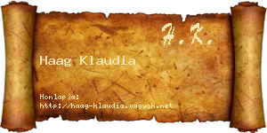 Haag Klaudia névjegykártya